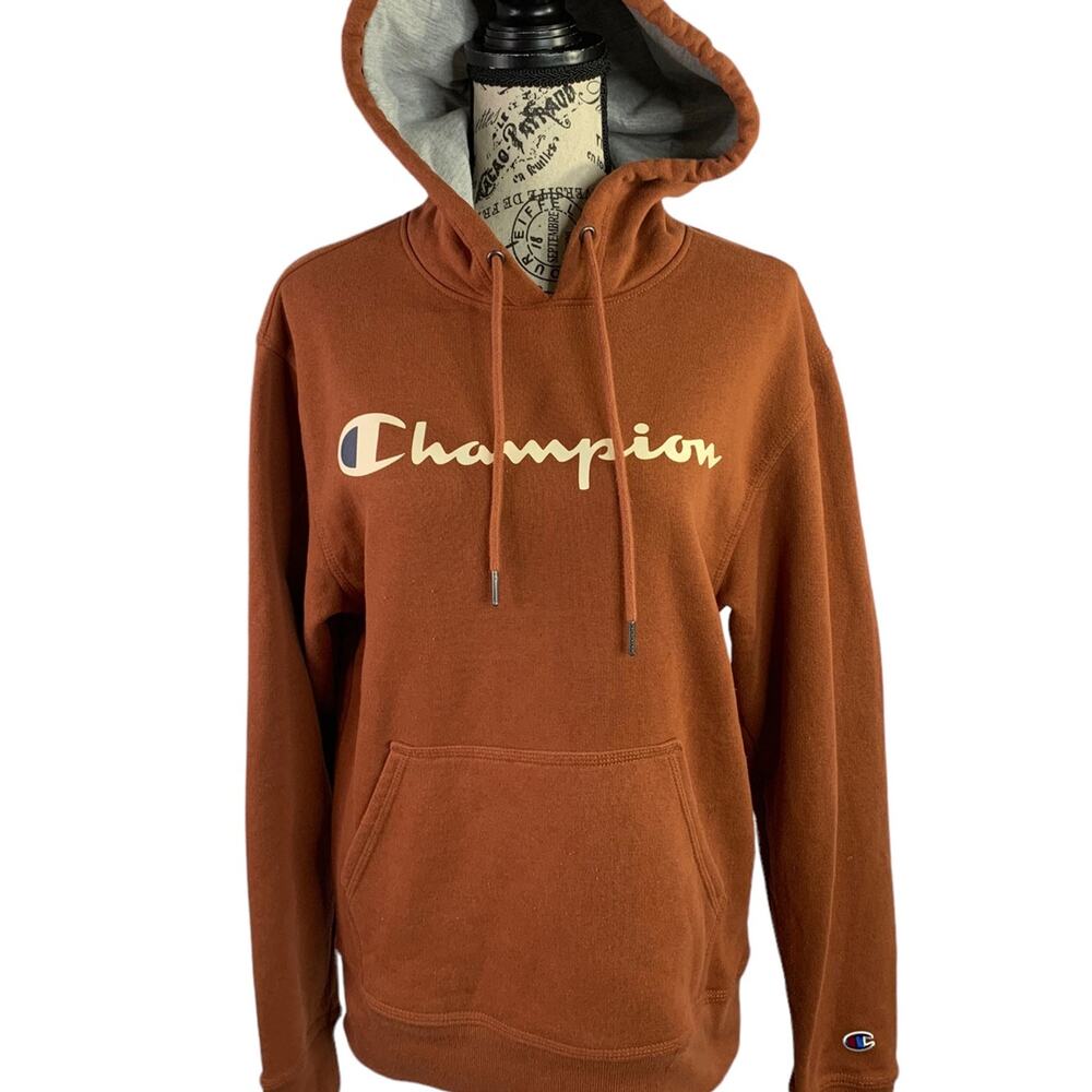 Champion Men's Size Small Drawstring Hoodie Comfortable Sweatshirt Script Logo